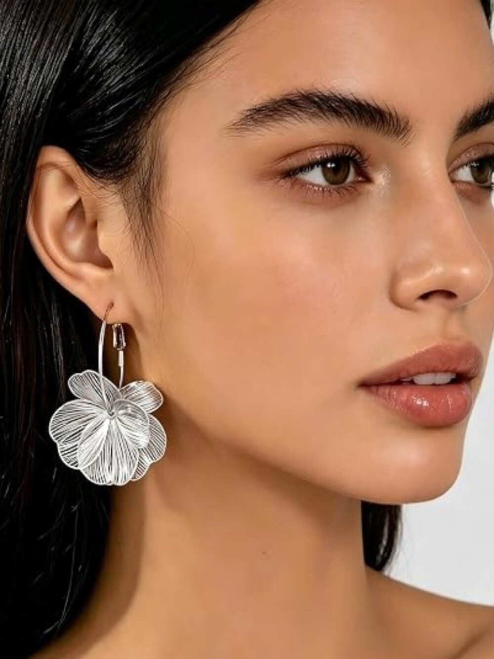 Gold Silver Flower Dangle Earrings for Women